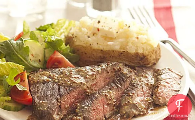 Bife de saia com molho de mostarda