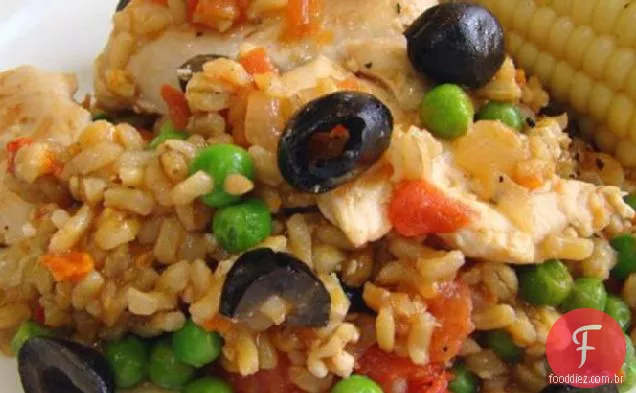Tão fácil Arroz Con Pollo (frango espanhol e arroz)