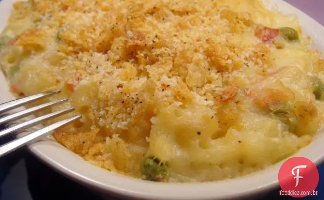 Mac e queijo com bacon defumado Applewood