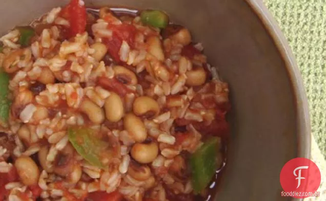 Ervilhas e arroz de Olhos Pretos picantes