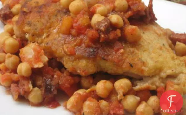 Frango espanhol com chouriço e Grão De Bico