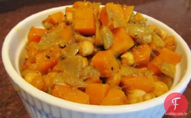 Bengali Butternut Squash e Grão De Bico Garbanzos