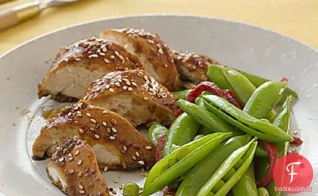 Hoisin-Frango Vitrificado Com Ervilhas De Pressão De Açúcar