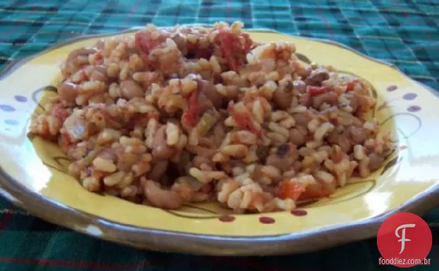 Arroz picante e ervilhas de Olhos Pretos