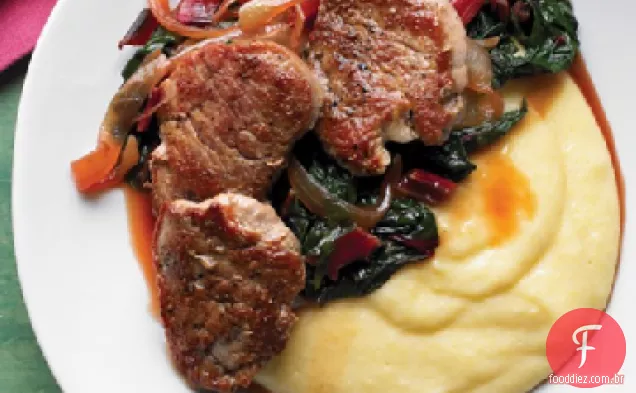 Lombo de porco com acelga e Polenta