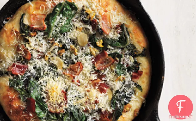 Pizza de molusco, acelga e Bacon