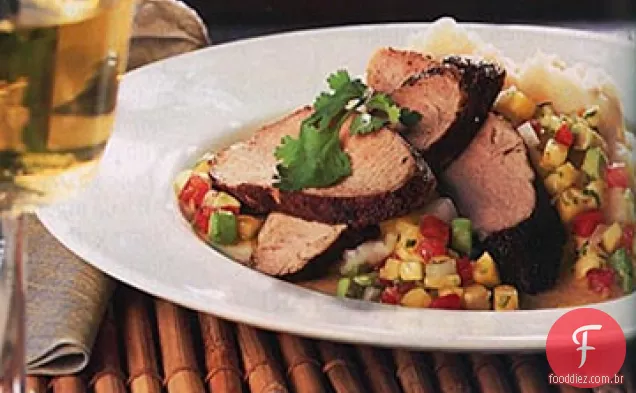 Lombo de porco temperado e Salsa de abacate