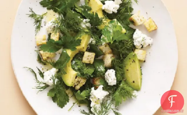 Salada de abacate com receita de queijo agricultor