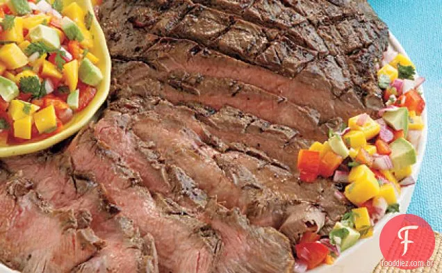 Bife de flanco grelhado com salsa de confete