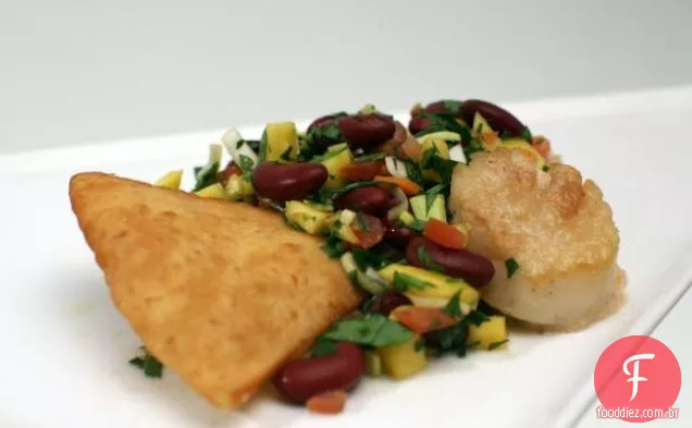 Vieiras com molho de coco Habanero e salsa de Manga Habanero