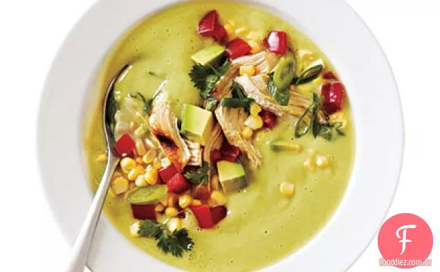 Abacate-sopa de milho com frango grelhado