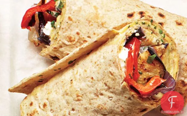 Veggie grelhado e Hummus Wraps
