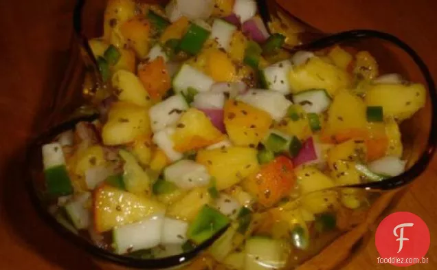 Salsa de pêssego e pepino