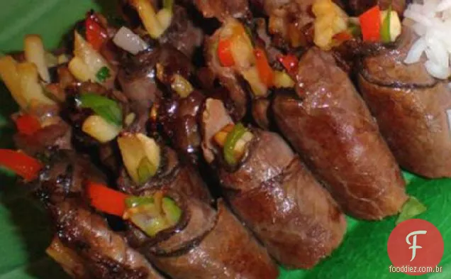 Rolls-Ups de carne e cebolinha