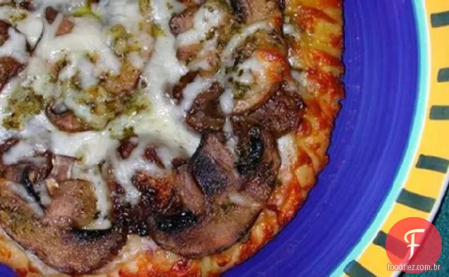 Berinjela (Beringela) Cogumelo Feta Pesto Pizza