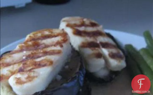 Halloumi e berinjela (beringela) pilha