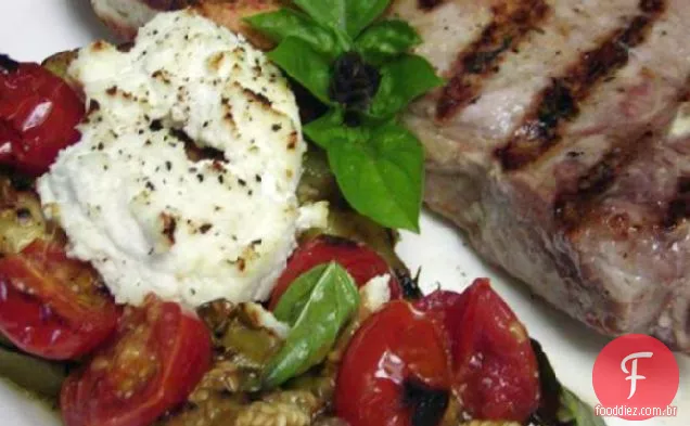 Berinjela grelhada com Ricota e tomate