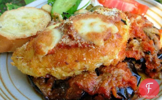 Frango Assado no forno e beringela (ovo) Parmigiana