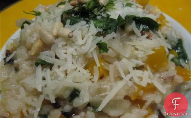 Risoto de abóbora, limão e manjericão