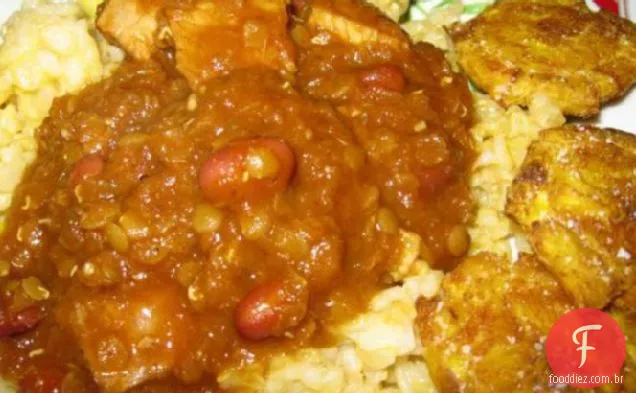 Chili De Feijão Vermelho Caribenho Com Carne De Porco