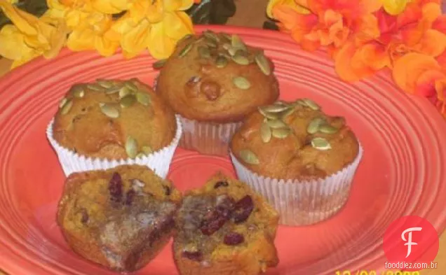 Muffins De Abóbora Cranberry