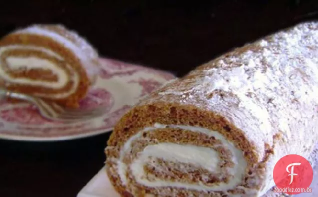 Rolo De Bolo De Abóbora Com Recheio De Cream Cheese