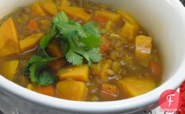 Guisado de lentilha com abóbora ou batata-doce