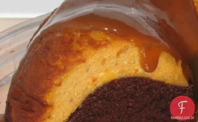 Bolo De Chocolate Com Cobertura De Cheesecake De Abóbora W. Dulce De Leche