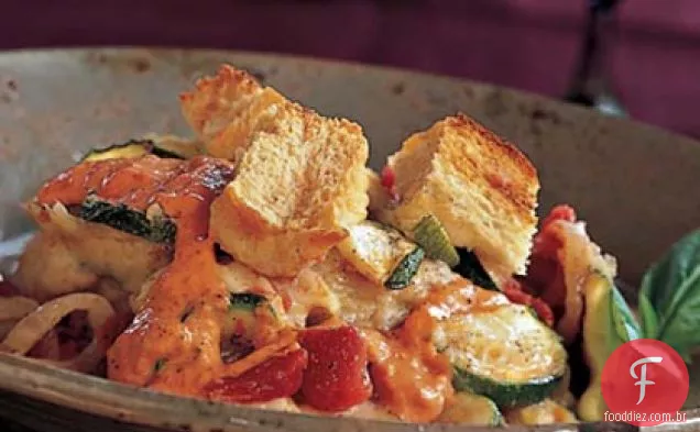 Caçarola de abobrinha com Aioli de pimenta vermelha