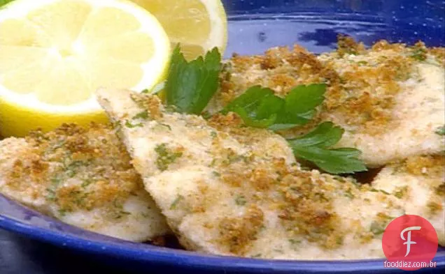 Robalo assado com queijo Romano