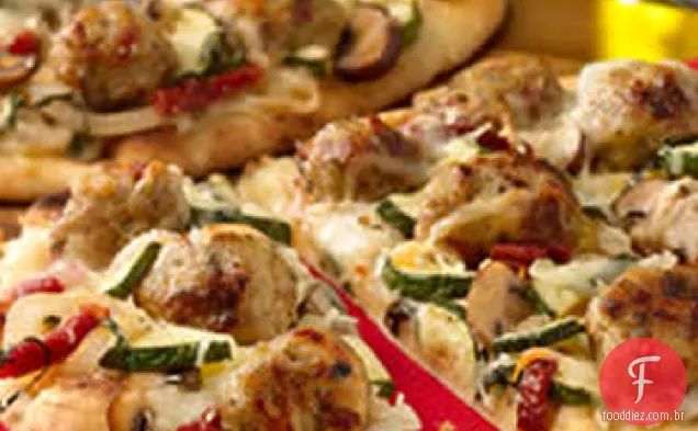 Pizza Alfredo com legumes assados