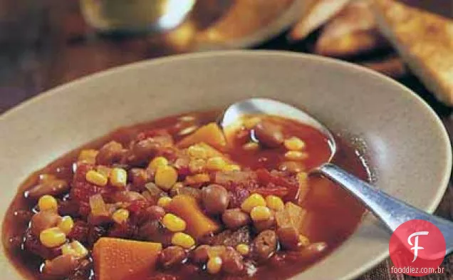 Guisado de abóbora de Inverno Com Feijão Pinto e milho