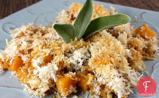 Gratinado de abóbora com pão ralado de alecrim