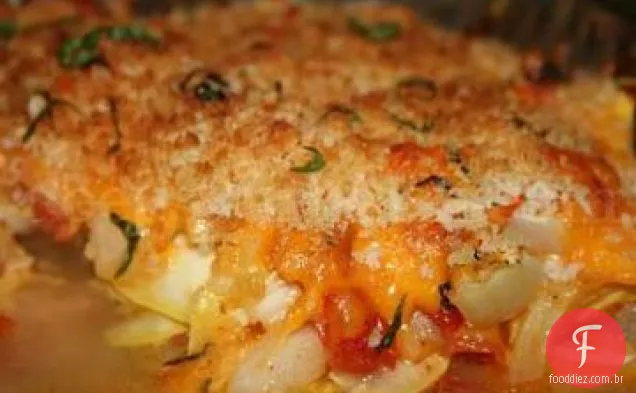 Tomate fresco e abóbora de Verão assar