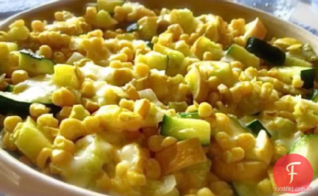 Calabacitas Con Queso e Chile Verde (abóbora com queijo e Gr
