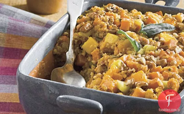 Recheio de pão de milho com batata-doce e abóbora