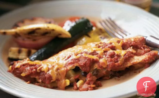 Feijão preto, Milho e Enchiladas de abobrinha
