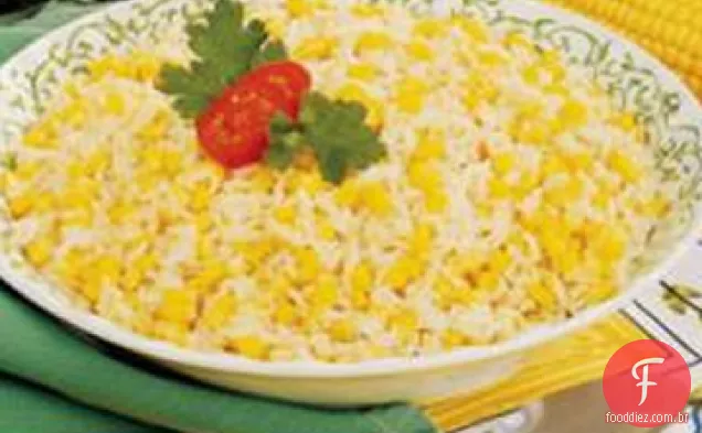 Milho assado e arroz de alho