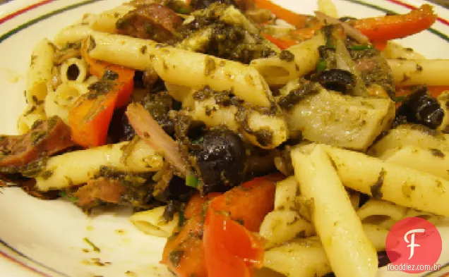 Mostaccioli cozido com pimentão