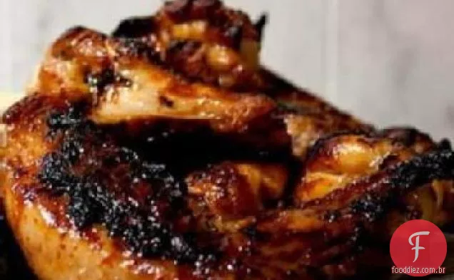 Asas de frango doces, pegajosas e picantes