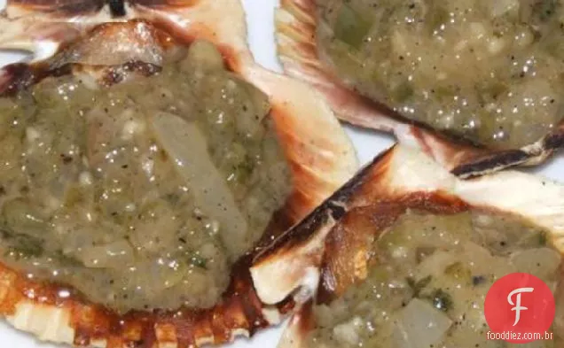 Vieiras do mar em molho de pimenta doce