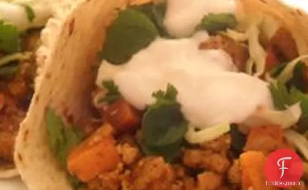Turquia e inhame tacos picantes