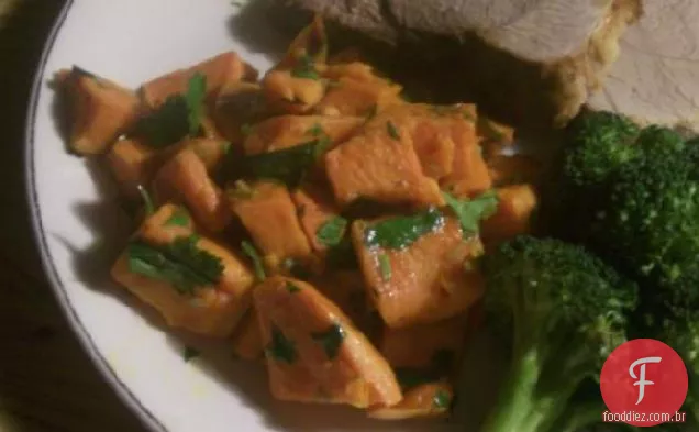 Batata doce picante com limão picante e coentro