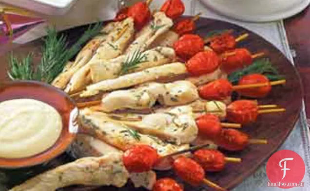Espetos De Frango Com Limão E Alecrim