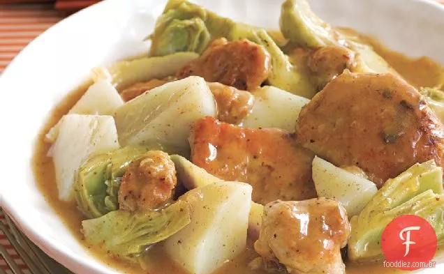 Frango assado com batatas