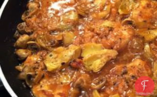 Frango com limão com corações de alcachofra