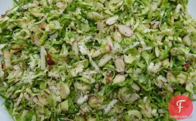 Salada Crua Do Broto De Bruxelas Com Molho Da Semente Da Papoula