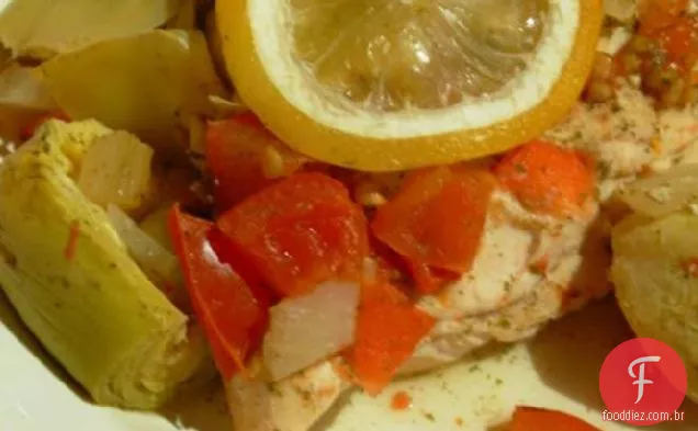 Frango com alcachofras e limão
