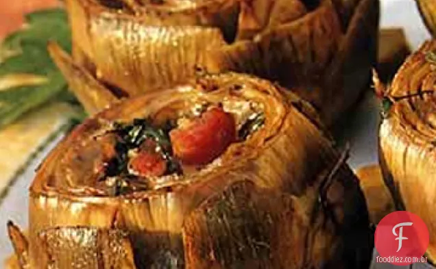 Alcachofras recheadas com Pancetta e salsa