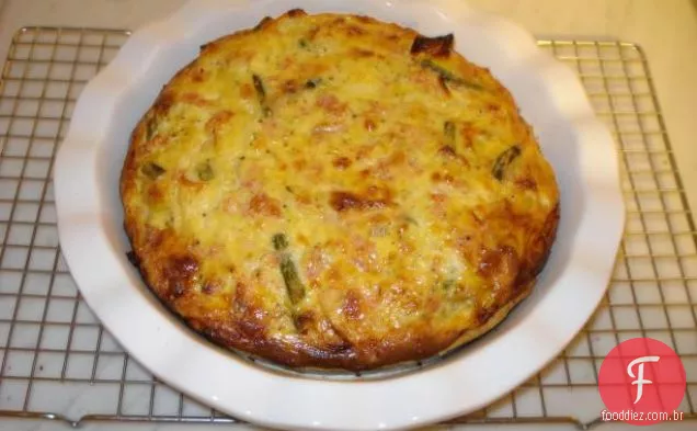 Alcachofra, alho-poró e recheio de Quiche de presunto